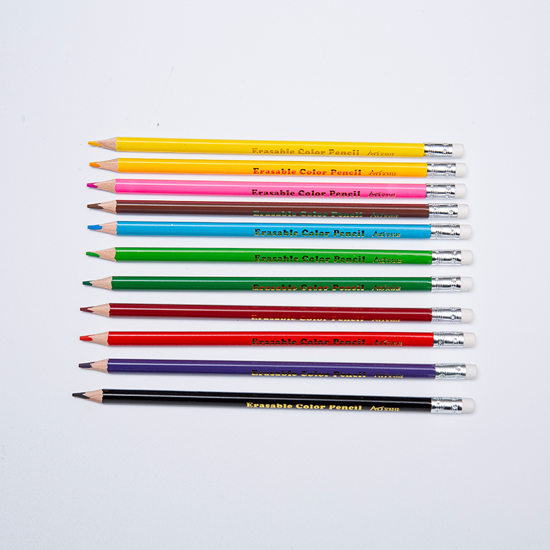 Crayon de couleur effaçable en bois de tilleul doux