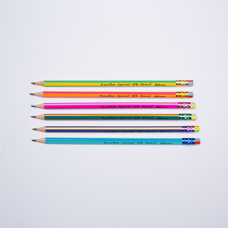 Crayons d'écriture en bois HB pour école avec gommes à crayon