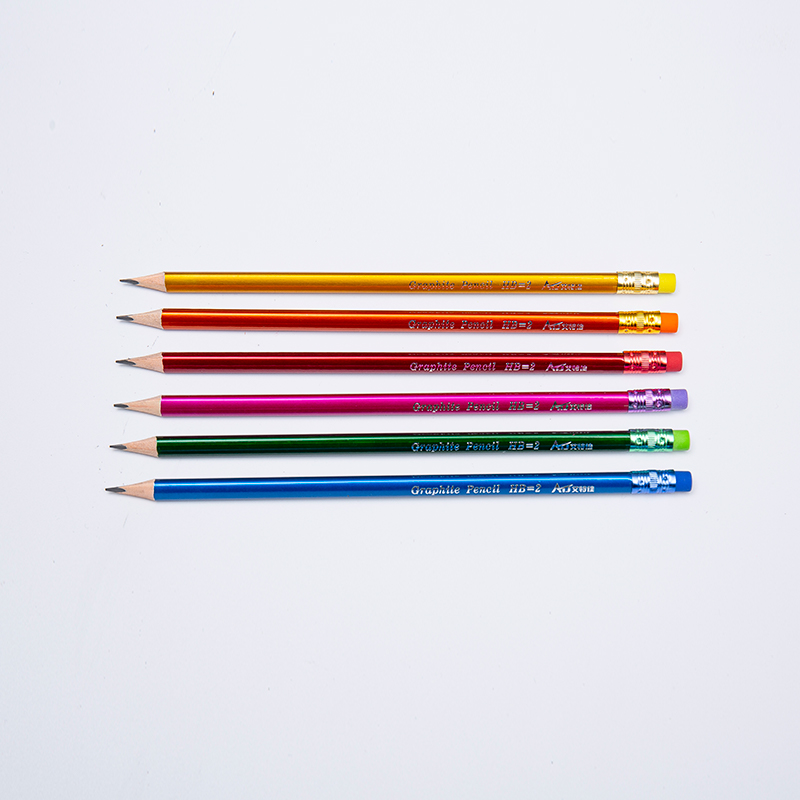 Crayons d'écriture HB avec peinture flash et gommes à crayon