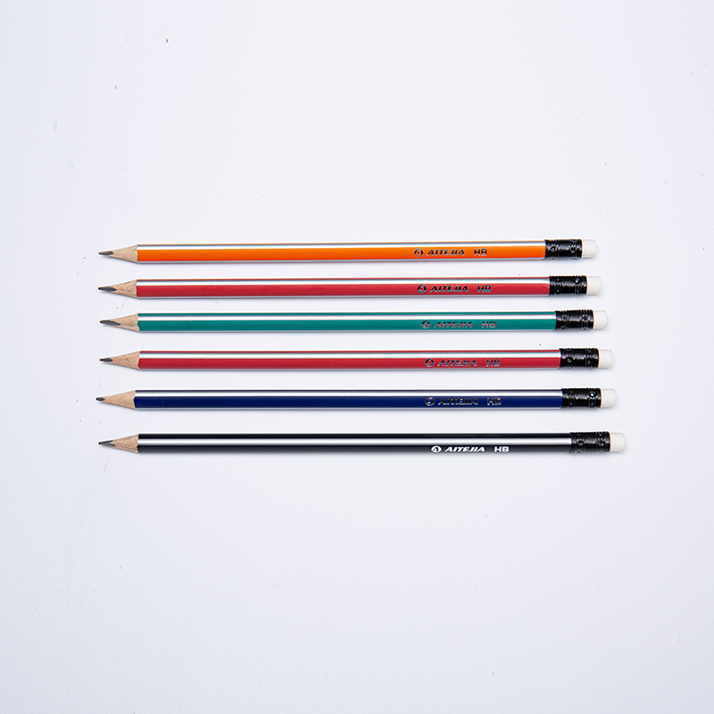Crayons à graphite HB rayés pour l'école avec gommes à crayon