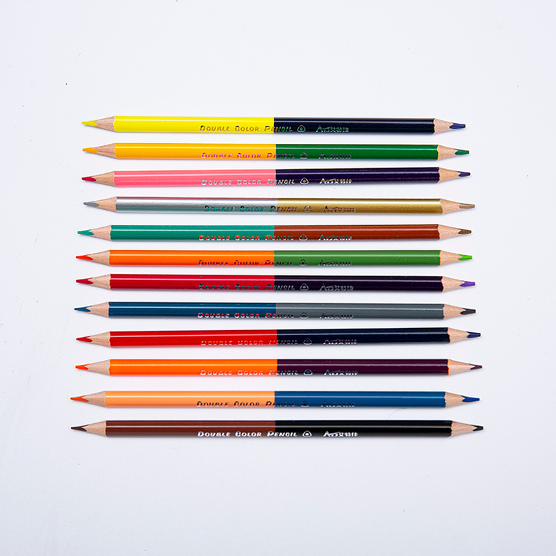 24 couleurs pour enfants à double fin crayons de couleur en bois