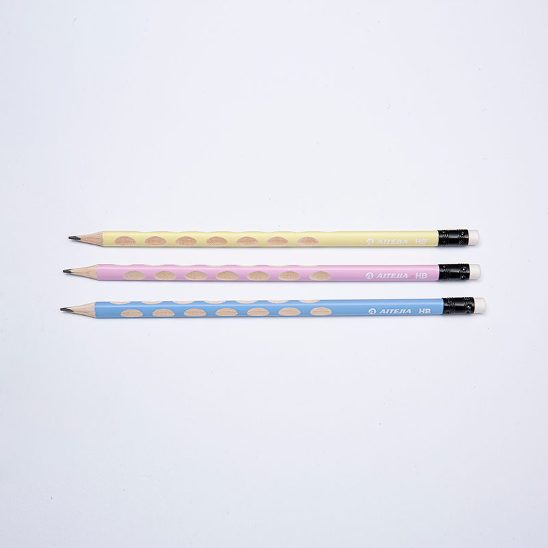 Crayons à graphite HB en bois triangulaires avec rainures ergonomique