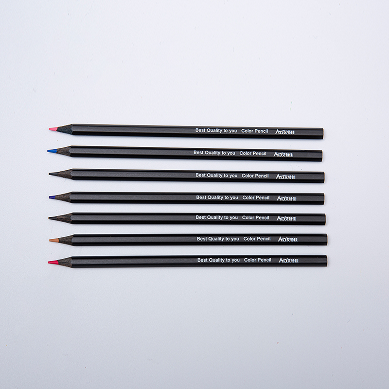 Crayons de couleur hexagone en bois noir professionnel